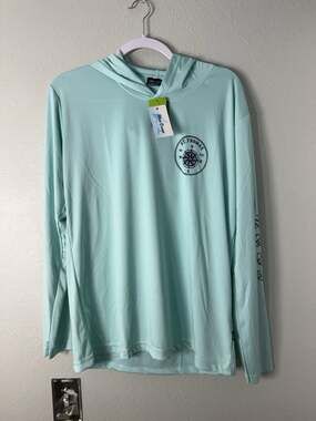 Blue Ocean St. Thomas Dri-Fit Long Sleeve Hooded T-Shirt - Aqua Blue Men’s M